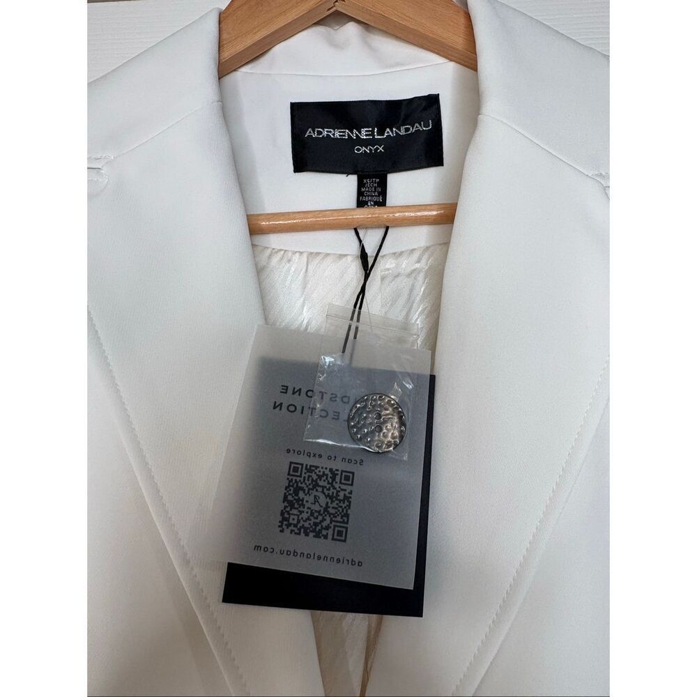 NWT Adrienne Landau Onyx Revolve White Open Front Classic Blazer Size XS - Picture 5 of 8